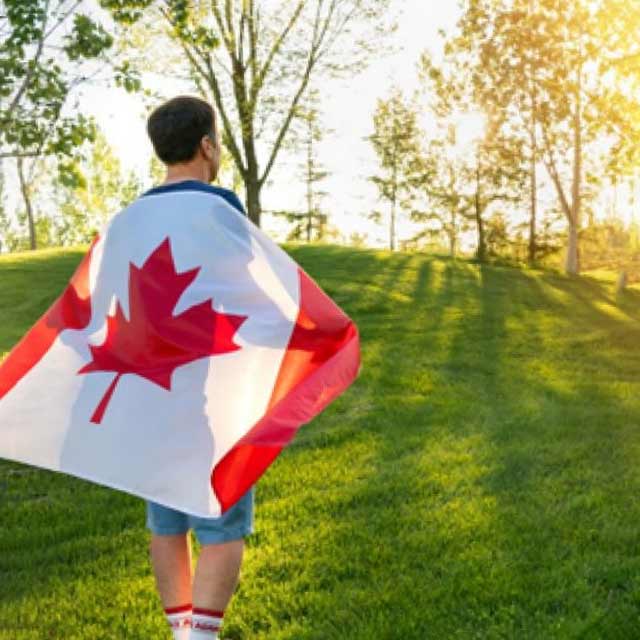 man with canadian flag